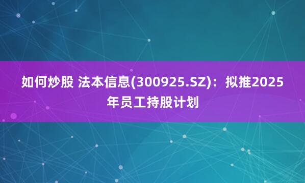 如何炒股 法本信息(300925.SZ)：拟推2025年员工持股计划