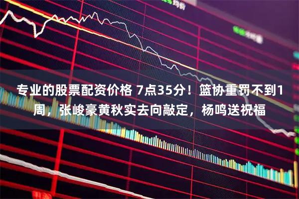 专业的股票配资价格 7点35分！篮协重罚不到1周，张峻豪黄秋实去向敲定，杨鸣送祝福